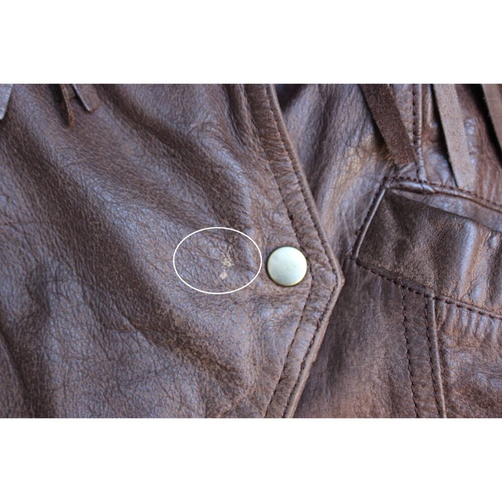 Vintage 1980s Over-the-Top Fringe Leather Bomber Jacket from Aubergine Med - Picture 13 of 15